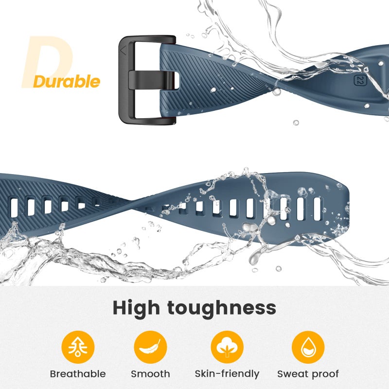 ANCOOL حزام ANCOOL لساعات Garmin S62/Forerunner 945/955 حزام 22 مم سيليكون لساعات Fenix 8 47 مم/Fenix 7/6/5 بديل لحزام Fenix 6 pro/7 pro/Epix (Slate) - Image 4