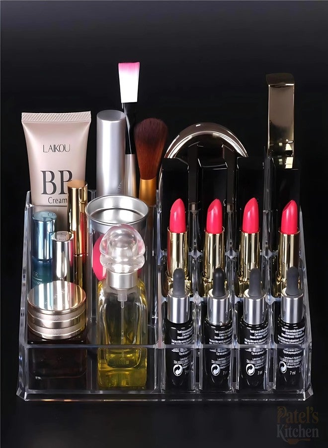Patel's Kitchen 16 Grid Makeup Organizer Drawer Desk Multipurpose Plastic Makeup Cosmetic Display Makeup Brushes Lipstick Pencil Mascara Brush Hair Combs and Jewelry Box Dressing Table Organizer - Image 2