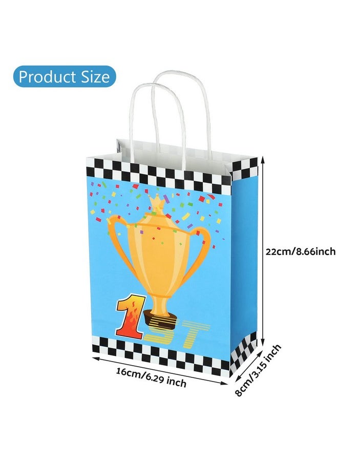 Chinco - 12 Pcs Race Car Party Favor Bags Racing Goody Treat Candy Bags Cars Birthday Party Supplies Race Car Party Favors Car Themed Birthday Party Decorations Race Checkered Goodie Bags For Kids Adults - Image 1