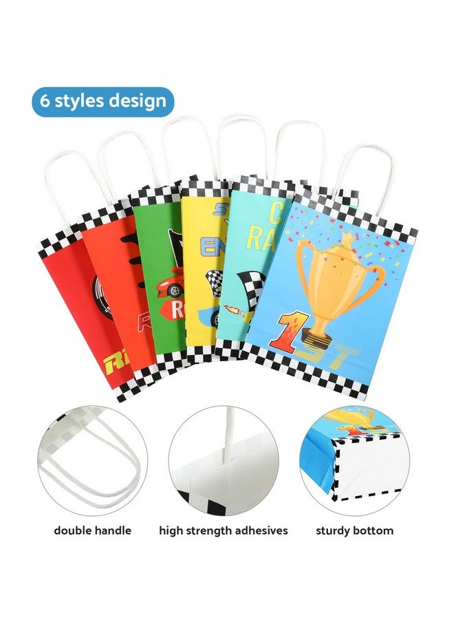 Chinco - 12 Pcs Race Car Party Favor Bags Racing Goody Treat Candy Bags Cars Birthday Party Supplies Race Car Party Favors Car Themed Birthday Party Decorations Race Checkered Goodie Bags For Kids Adults - Image 1