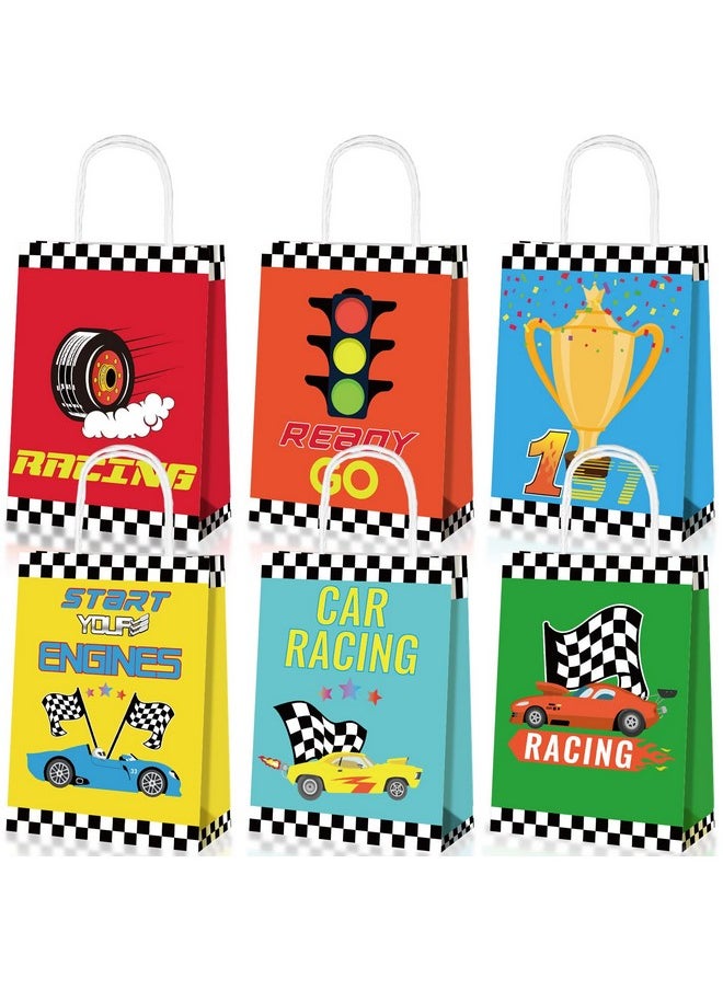 Chinco - 12 Pcs Race Car Party Favor Bags Racing Goody Treat Candy Bags Cars Birthday Party Supplies Race Car Party Favors Car Themed Birthday Party Decorations Race Checkered Goodie Bags For Kids Adults - Image 1