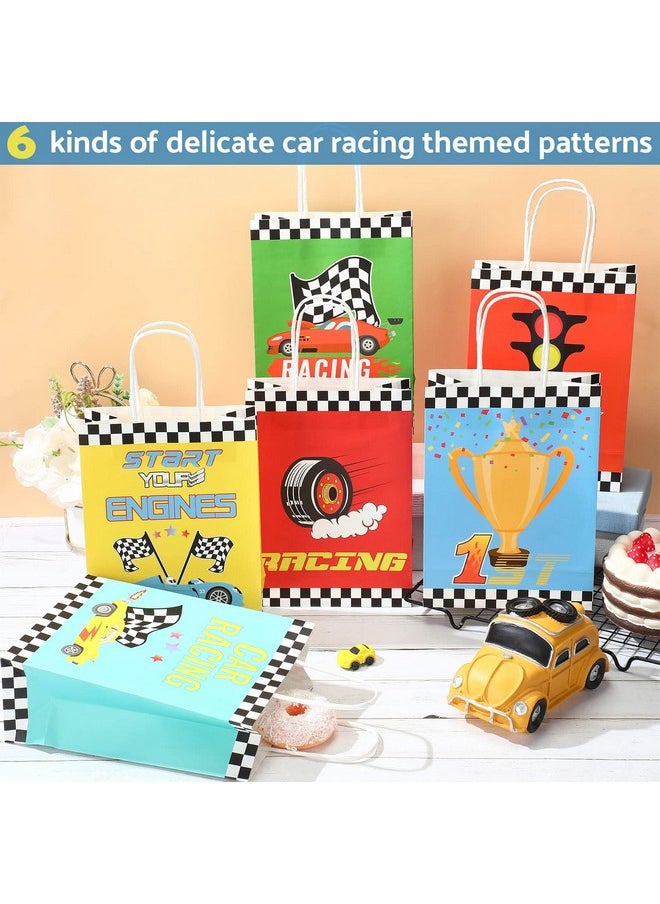 Chinco - 12 Pcs Race Car Party Favor Bags Racing Goody Treat Candy Bags Cars Birthday Party Supplies Race Car Party Favors Car Themed Birthday Party Decorations Race Checkered Goodie Bags For Kids Adults - Image 1