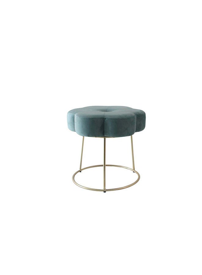 DANUBE HOME كرسي عثماني متعدد الوظائف من Amor Velvet Flower Stool بمسند قدم ناعم منجد لغرفة المعيشة، أثاث عصري 46X46X42 سم، أخضر / ذهبي  - Image 3