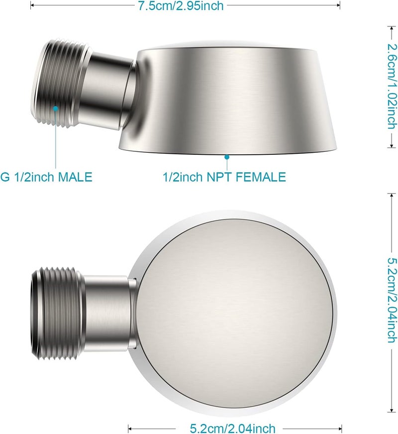 Lavatrum Wall Mounted Supply Elbow, Solid Brass Round Wall Supply Elbow with Check Valve (Brushed Nickel) - Image 4