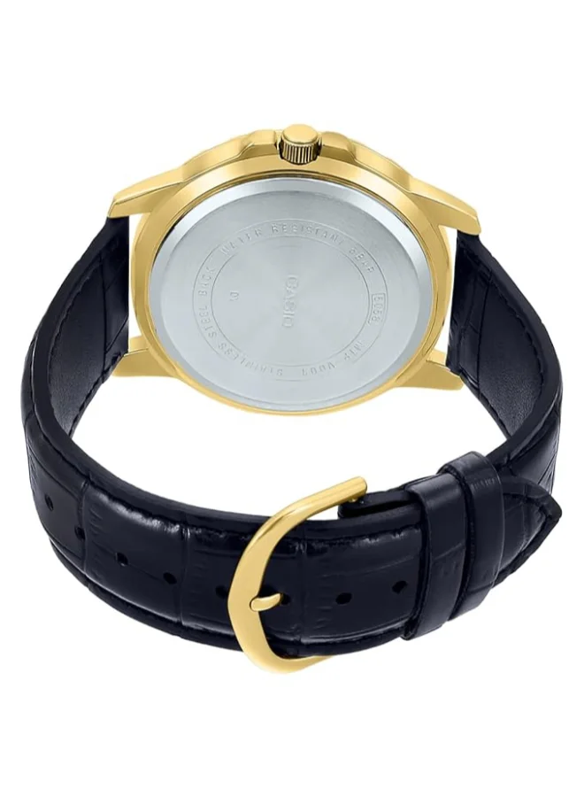 CASIO Men's Men's Leather Analog Watch MTP-VD01GL-1EVUDF - 45 mm