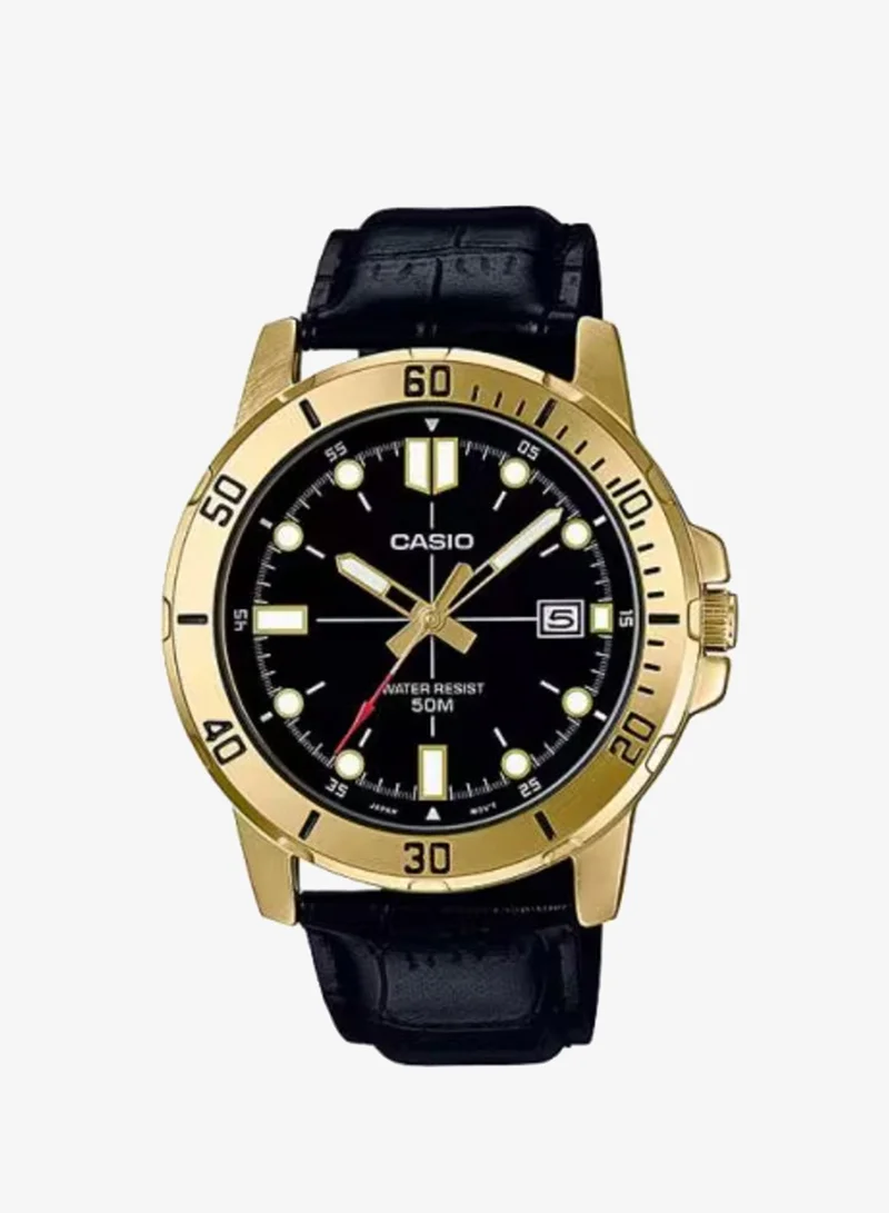 CASIO Men's Leather Analog Watch MTP-VD01GL-1EVUDF - 45 mm