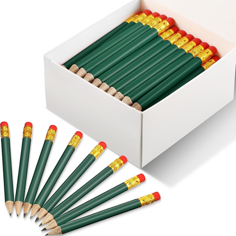 Outus 72 Pieces Golf Pencils Half Pencils with Eraser Mini Bulk Short #2 HB Pre Sharpened for Bridal Shower Wedding Office(Dark Green) - Image 1