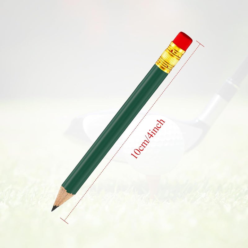 Outus 72 Pieces Golf Pencils Half Pencils with Eraser Mini Bulk Short #2 HB Pre Sharpened for Bridal Shower Wedding Office(Dark Green) - Image 2