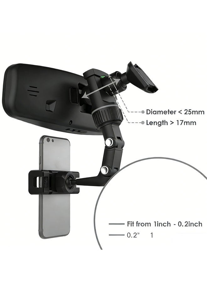 حامل هاتف للسيارة قابل للتعديل بزاوية 360 درجة، يُثبت على مرآة الرؤية الخلفية، متعدد الوظائف، وثابت. - Image 2