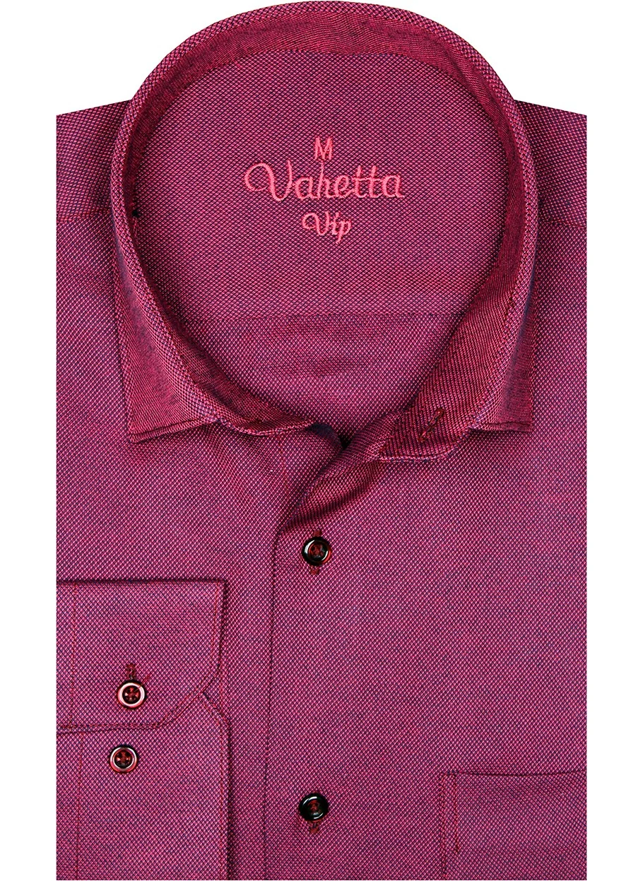Varetta Men's Cherry Oxfort Straight Long Sleeve Single Pocket Classic Cut Shirt