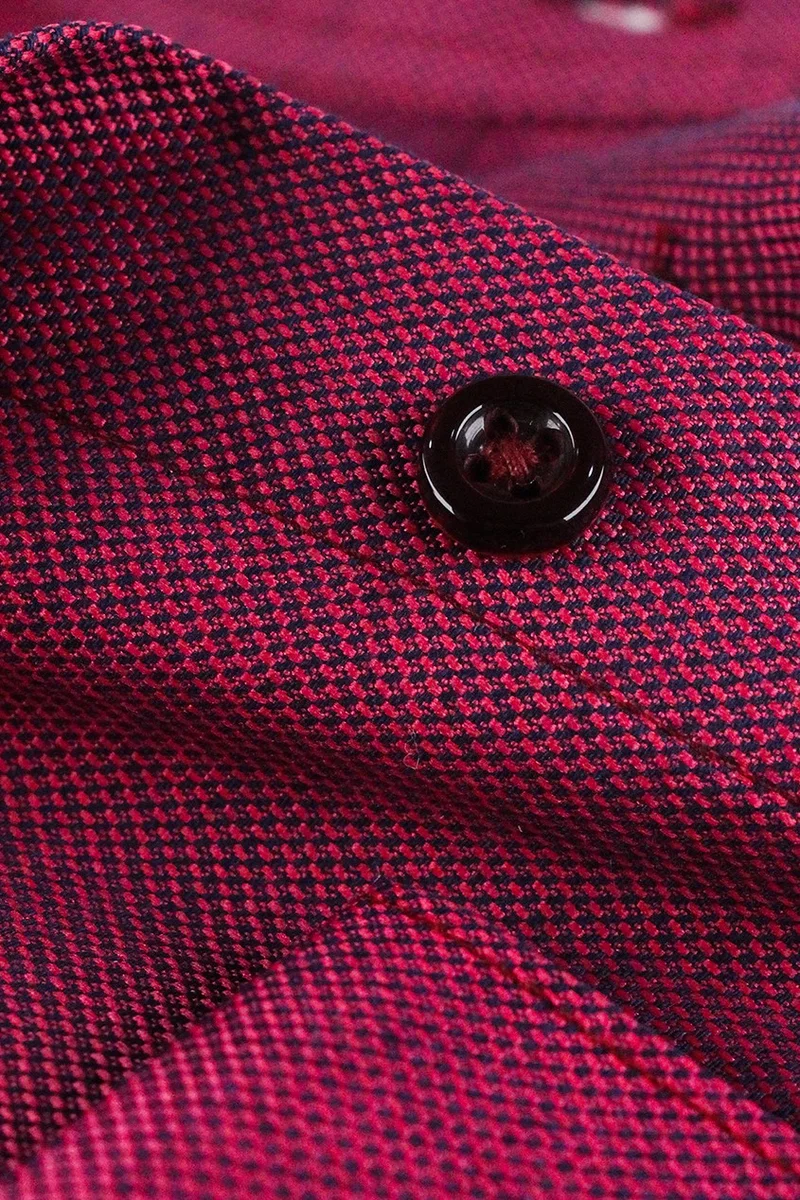 Varetta Men's Cherry Oxfort Straight Long Sleeve Single Pocket Classic Cut Shirt