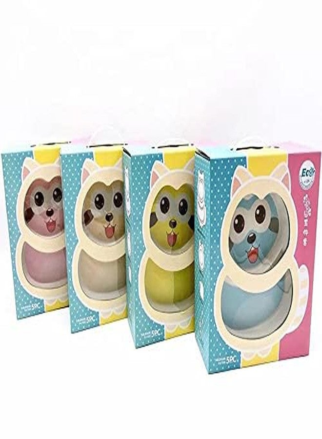 CherryBox Tableware Dinnerware Cutlery Set for Kids - Cartoon Design Crockery Set - Bamboo Fibre Eco Friendly (Cartoon - 5 Pc Set) Multi-Colour - Image 5
