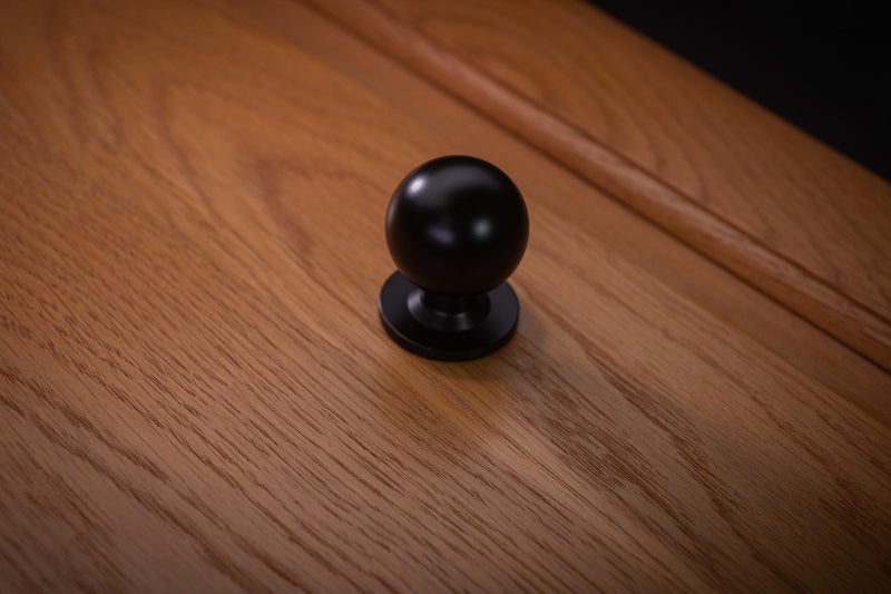 trust4care 4-Pack 1-1/3" Matt Black Kitchen Cabinet Knobs with Wide Base Backplate, Modern Ball Drawer Bi-fold Closet Door Pull Global Knobs, Sideboard Wardrobe Dresser Handles - Image 3
