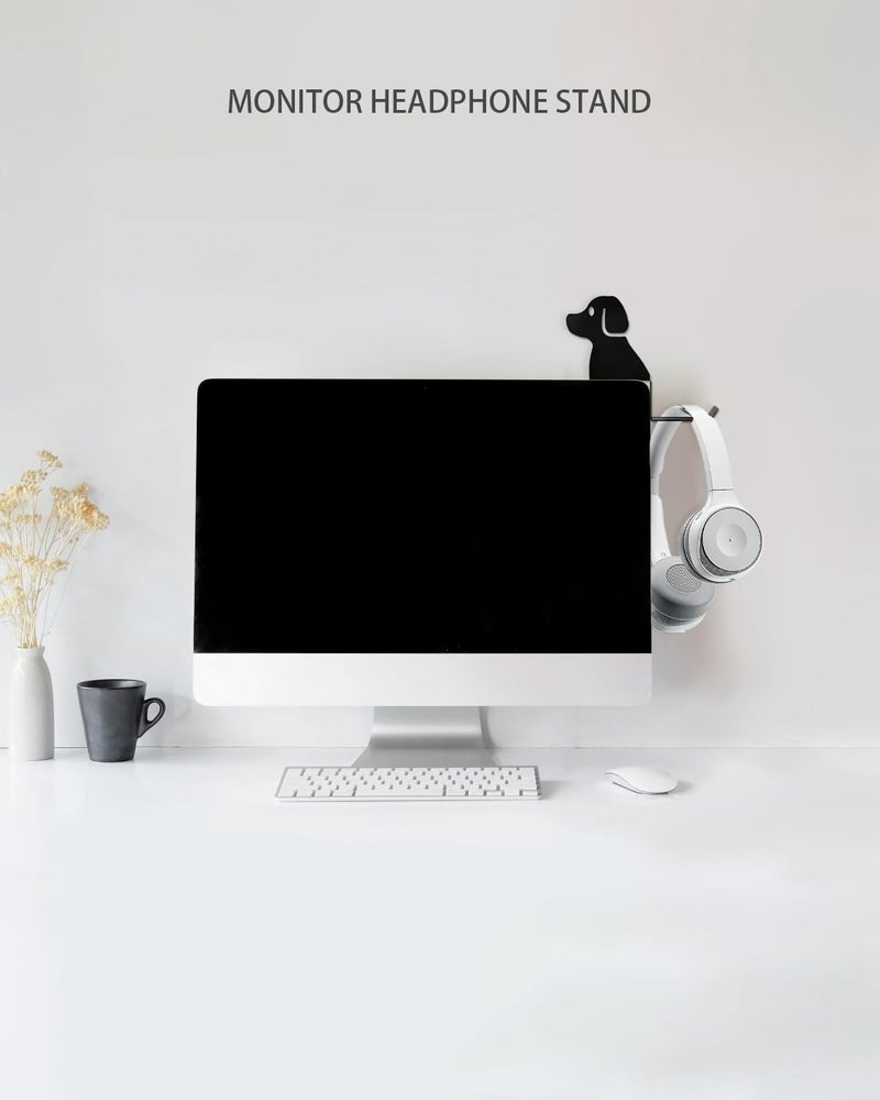 FEYRUN Monitor Stand, Puppy Tail Hook for Headphone, Saves Desk Space and Protects Headphones, Organizer Decorative Hanger for Hanging Keys Cables and More (Black) - Image 5