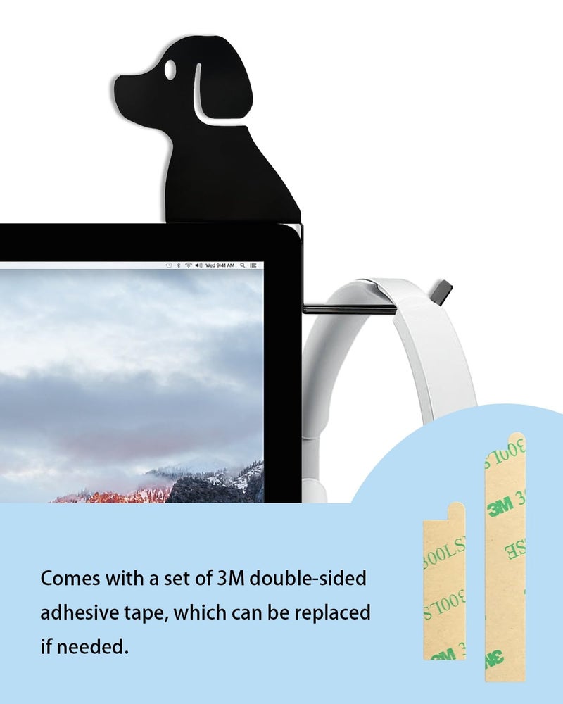 FEYRUN Monitor Stand, Puppy Tail Hook for Headphone, Saves Desk Space and Protects Headphones, Organizer Decorative Hanger for Hanging Keys Cables and More (Black) - Image 4