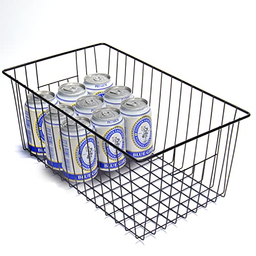 lonpute Upright Freezer Organizer Bins， Freezer Baskets for 16, 17, 21 cu.ft Standup Freezer, Wire Storage Baskets with Built-in Handles for Frozen Foods, Snacks, Vegetables, Fruits and More, Set of 6 , Black - Image 5