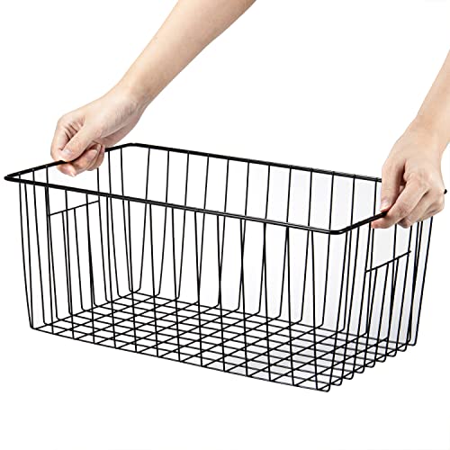 lonpute Upright Freezer Organizer Bins， Freezer Baskets for 16, 17, 21 cu.ft Standup Freezer, Wire Storage Baskets with Built-in Handles for Frozen Foods, Snacks, Vegetables, Fruits and More, Set of 6 , Black - Image 2