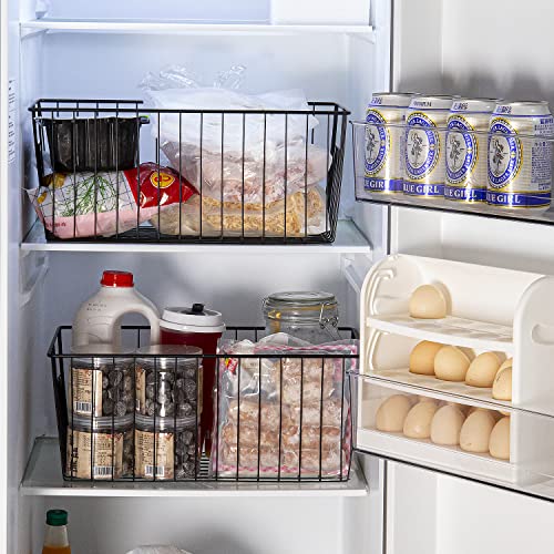 lonpute Upright Freezer Organizer Bins， Freezer Baskets for 16, 17, 21 cu.ft Standup Freezer, Wire Storage Baskets with Built-in Handles for Frozen Foods, Snacks, Vegetables, Fruits and More, Set of 6 , Black - Image 4