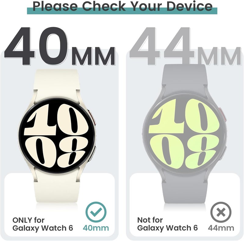 Tensea [5+5Pack for Samsung Galaxy Watch 6 Screen Protector Case 40mm Accessories, Hard PC Bumper/HD Anti-Fog Tempered Glass Protective Film, Face Cover Set, Galaxy Watch 6 Case for Women Men - Image 2