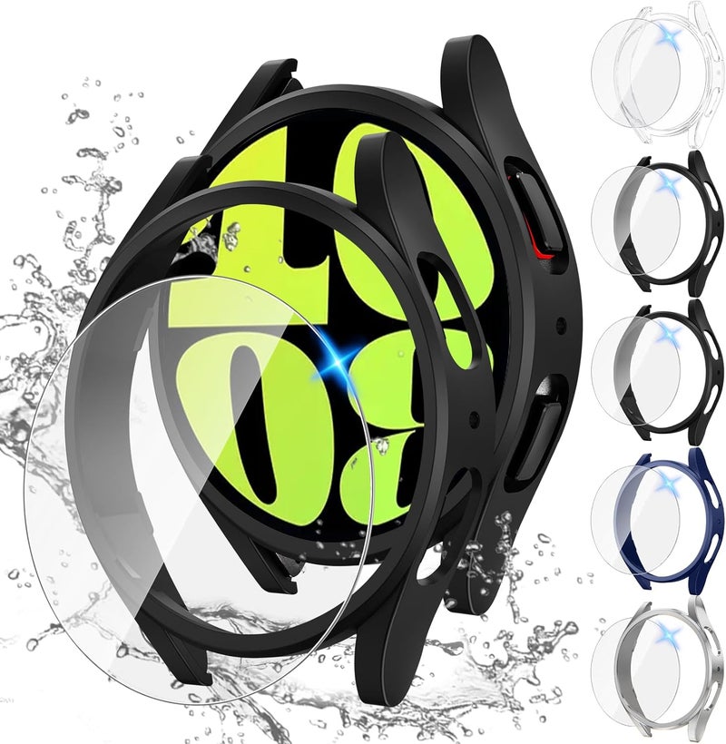 Tensea [5+5Pack for Samsung Galaxy Watch 6 Screen Protector Case 40mm Accessories, Hard PC Bumper/HD Anti-Fog Tempered Glass Protective Film, Face Cover Set, Galaxy Watch 6 Case for Women Men - Image 1