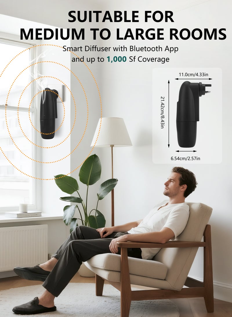 نكومي ناشر زيت عطري يعمل بالبلوتوث، ناشر عبير مع تحكم بالتطبيق، جهاز هواء برائحة ذكية، امتداد رائحة بمساحة 1000 قدم مربع، ناشر عبير للمنزل، فندق، صالة، صالة، مكتب، منتجع صحي، أسود - Image 5