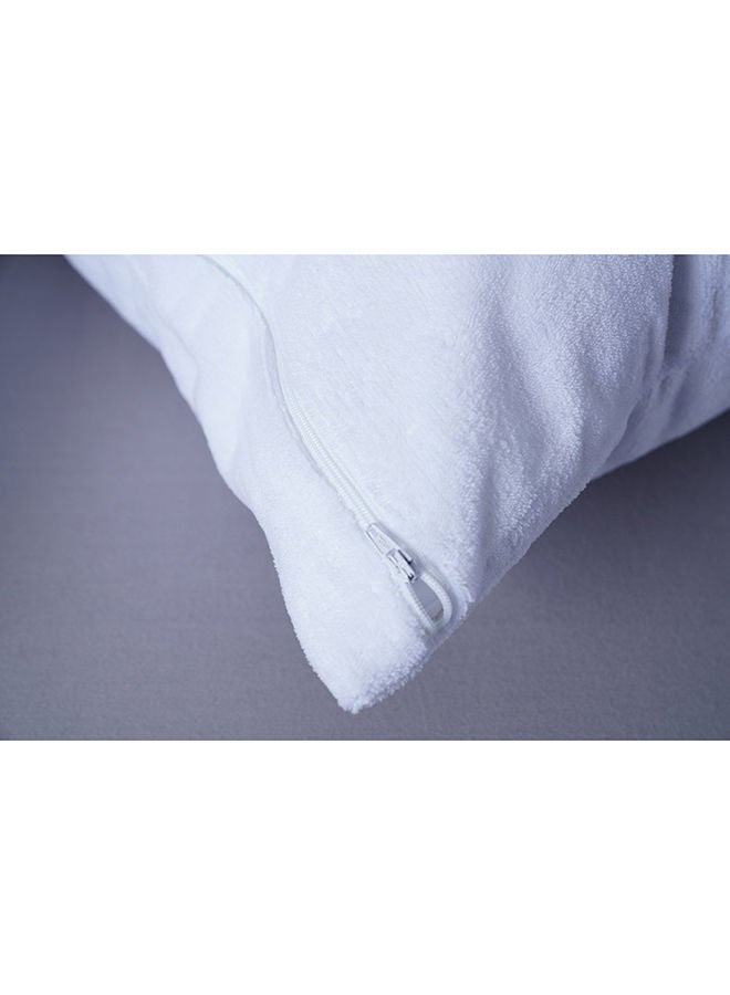 Pan Home واقي وسادة مقاوم للماء من الصوف المرجاني | 50x75 سم | أبيض | عادي | درع ضد حشرات السرير، نعومة وراحة إضافية - Image 3