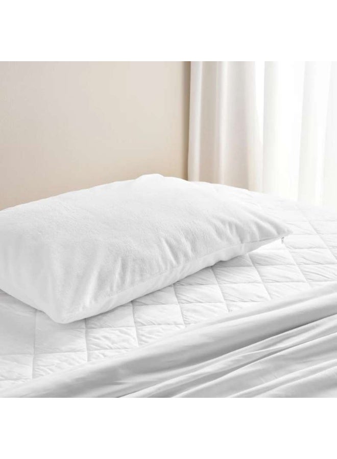 Pan Home Coral Fleece Waterproof Pillow Protector 50x75cm-White - 122NUT9900013 - Image 1