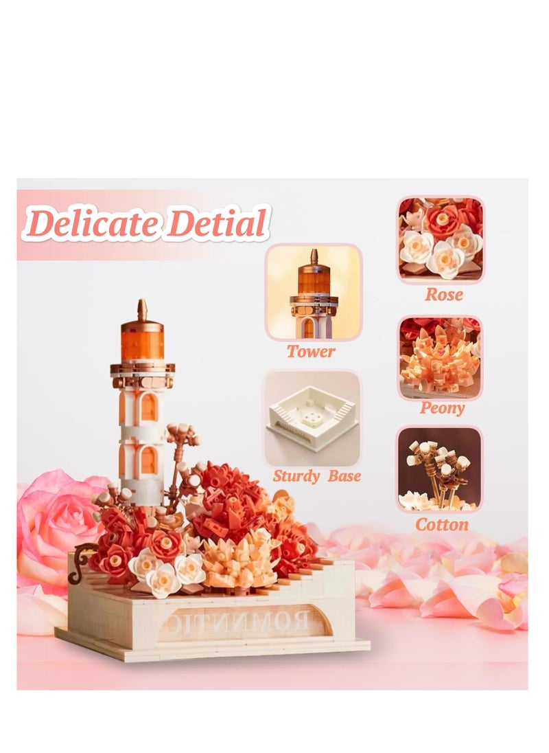 SYOSI Flower Botanical Bonsai Building Kit with LED Light, Succulent Plant Collection Building Block Flower Set, Floral Building Toy Office Home Decor, Gifts for Girls/Women/Mom/Girlfriend  - Image 5