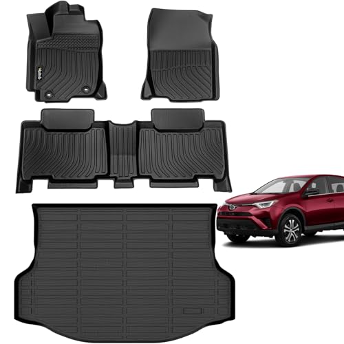 Wailtnb-Car Floor Mats & Cargo Trunk Liners Custom Fit for RAV4 2013-2018 (Not for Hybrid or Prime) All Weather Floor Mats for RAV4 Durable Floor Liners Accessories for RAV4 13-18 - Image 1