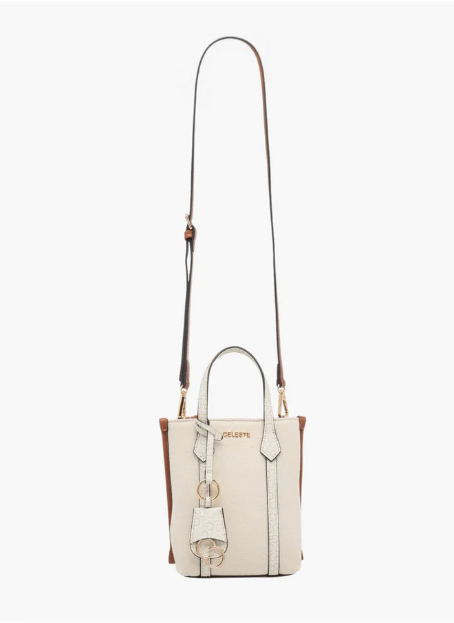Celeste Women's Monogram Print Bucket Bag with Adjustable Strap