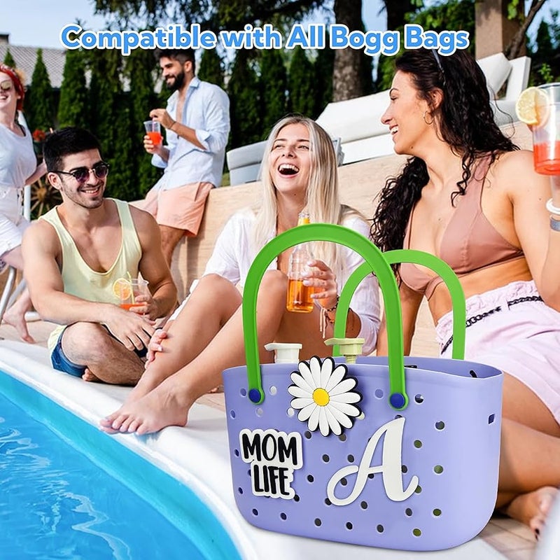 CONLI 3 PCS Letter Charms Compatible with Bogg Bag, Insert Letter Decorative Accessories for Rubber Beach Tote Bag, Floral Accessories Charm Compatible with Beach Handbag - Image 5