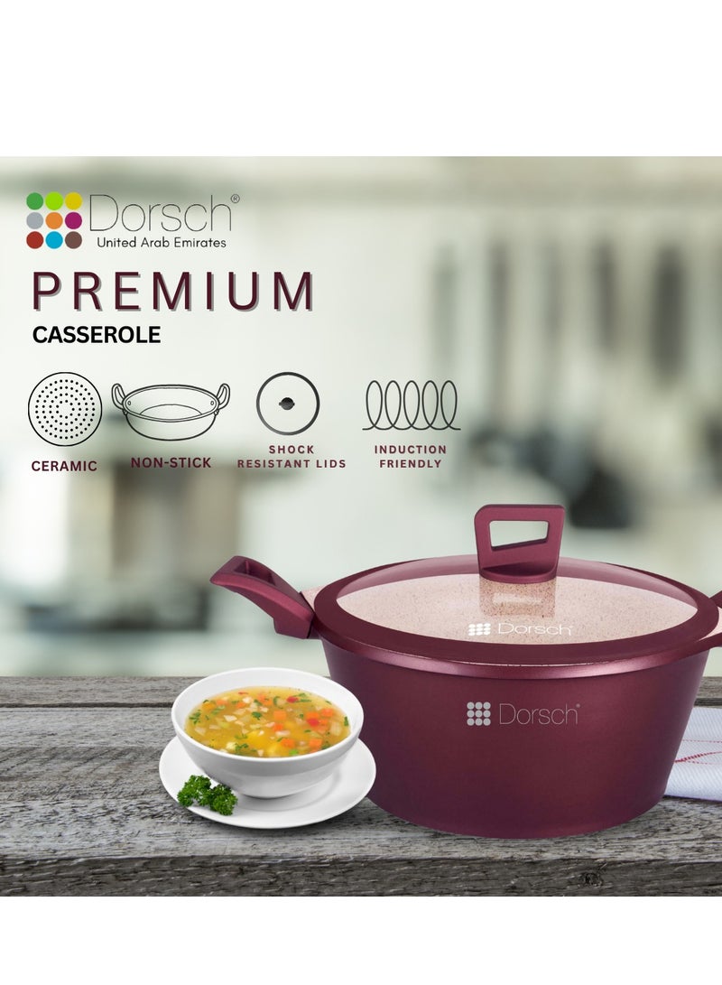 Dorsch Danish Design 4Pc Casseroles with Glass Lid - Non-Stick Ceramic Coating, Scratch Resistant, PTFE & PFOA-Free, Durable Construction, TUV Certified, Optimal Heat Distribution, Induction Ready, Easy Clean, High-Temperature Safe, Stylish Design - Image 5