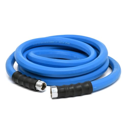 BluBird AG-LITE AL3415 3/4" x 15' Rubber Farm & Ranch Water Hose, Lightweight, 500 PSI, 50F to 190F Degree, Polyester Braided, Brass GHT Fittings, 4 Finger-Grip Bend Restrictor, Agriculture & Industrial Use - Image 2