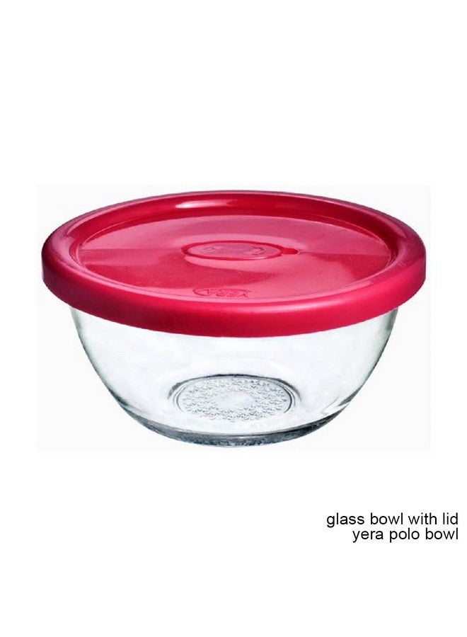 Brezzycloud Set of 6 Glass Mixing Bowl with Lid B16FL - 435ml - Transparent Glass (Set of 6, Lid Color Random) - Image 2