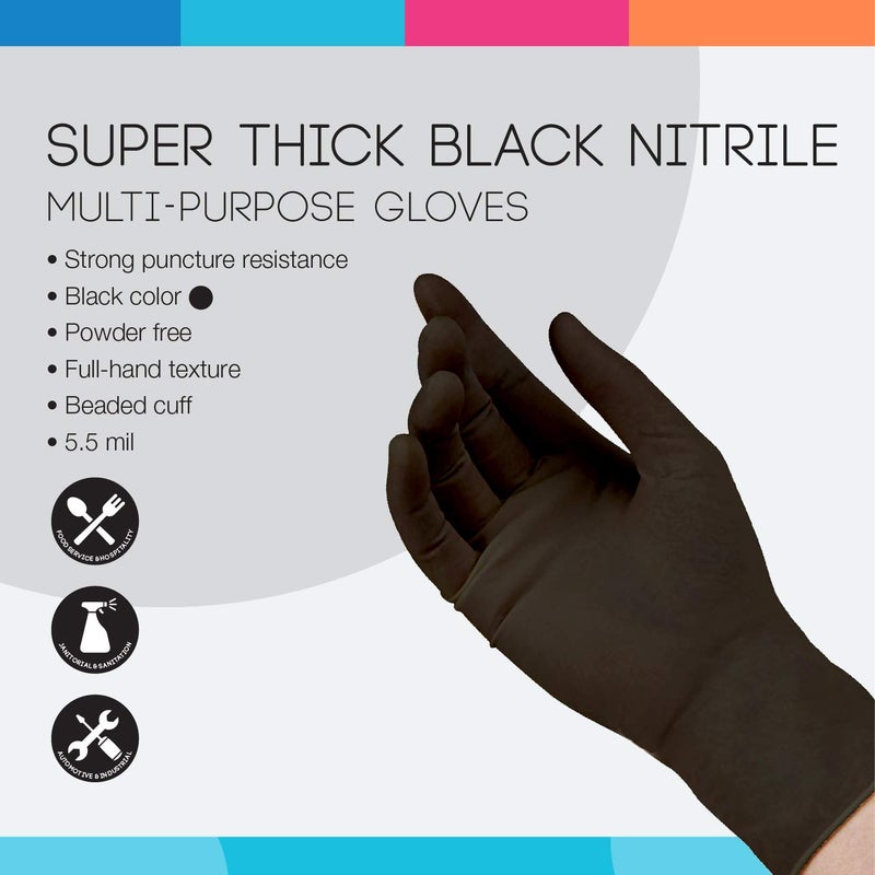 ASAP Thick Nitrile Gloves - 6 Mil Powder Free Latex Free Black Nitrile Gloves - Disposable  Food Safe  Multipurpose Gloves - Image 5