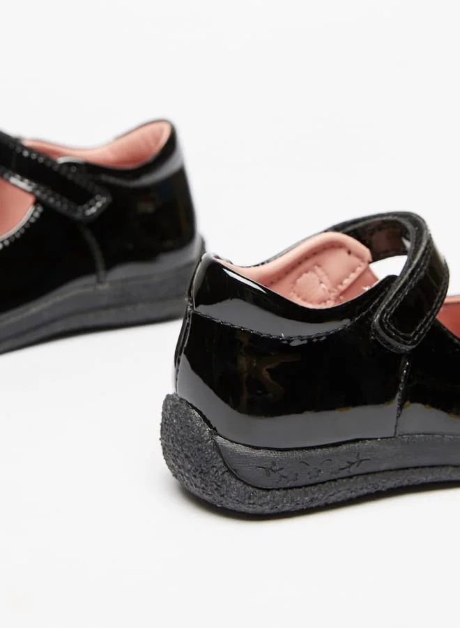 JUNIORS Girls Mary Jane Shoes with Flower Accent and Hook and Loop Closure