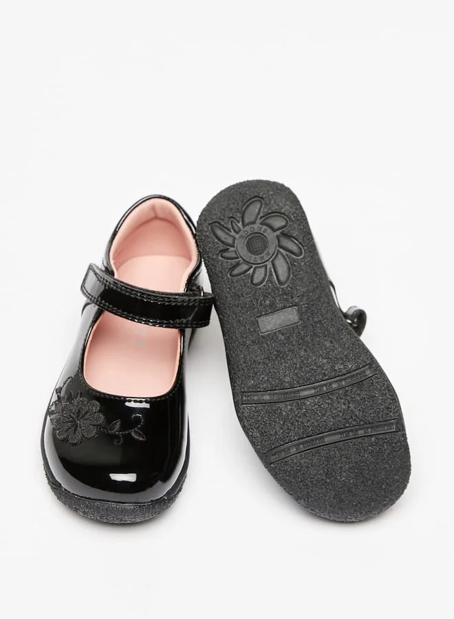 JUNIORS Girls Mary Jane Shoes with Flower Accent and Hook and Loop Closure