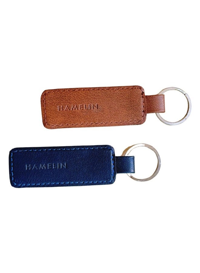 HAMELIN Keychain for Bike/Car-Set of 2 | Blue Croc & Tan Croc Design | Stylish Keychain Set For Men & Women | Stainless Steel Key Ring | Vegan Leather Key chain | Ideal Gift For Couples - Image 1