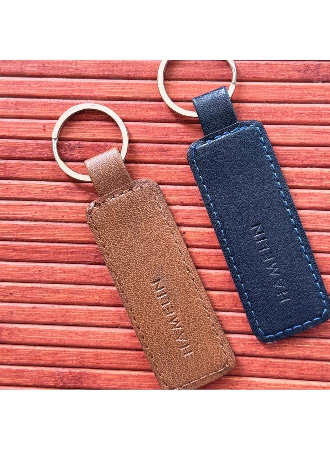 HAMELIN Keychain for Bike/Car-Set of 2 | Blue Croc & Tan Croc Design | Stylish Keychain Set For Men & Women | Stainless Steel Key Ring | Vegan Leather Key chain | Ideal Gift For Couples - Image 2