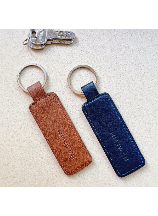 HAMELIN Keychain for Bike/Car-Set of 2 | Blue Croc & Tan Croc Design | Stylish Keychain Set For Men & Women | Stainless Steel Key Ring | Vegan Leather Key chain | Ideal Gift For Couples - Image 3