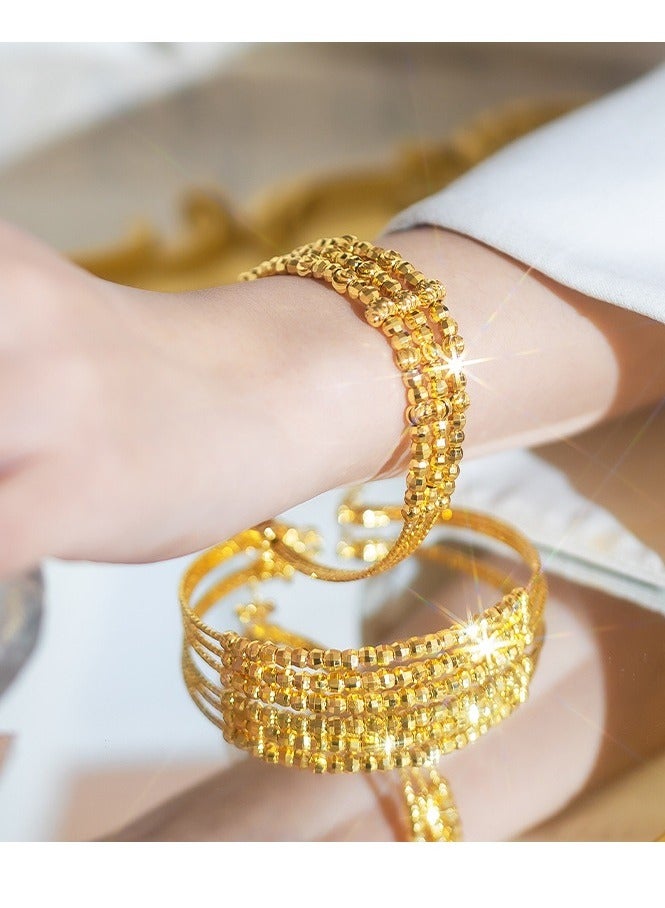 Golden Bracelet Bangle,Three Circles,Gold Multi-layer Bangle, Super Flash  - Image 3