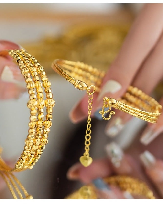Golden Bracelet Bangle,Three Circles,Gold Multi-layer Bangle, Super Flash  - Image 4