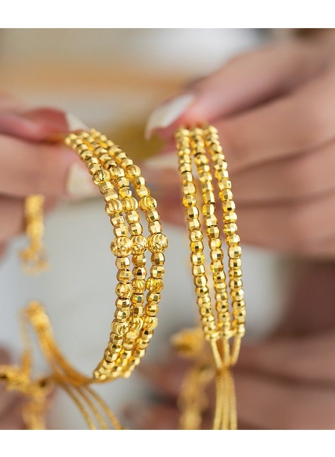 Golden Bracelet Bangle,Three Circles,Gold Multi-layer Bangle, Super Flash  - Image 5