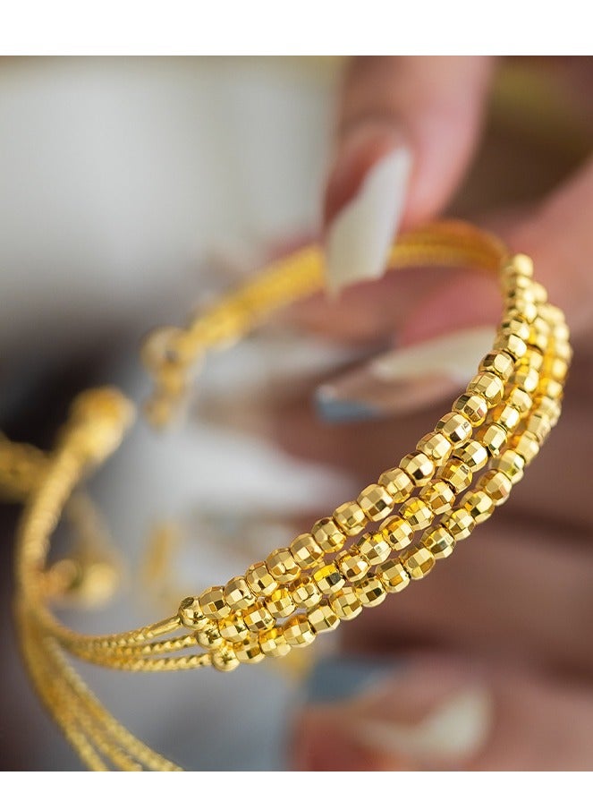 Golden Bracelet Bangle,Three Circles,Gold Multi-layer Bangle, Super Flash  - Image 1