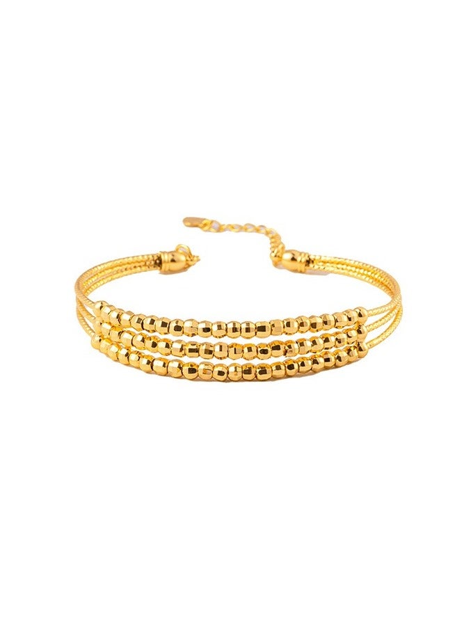 Golden Bracelet Bangle,Three Circles,Gold Multi-layer Bangle, Super Flash  - Image 2