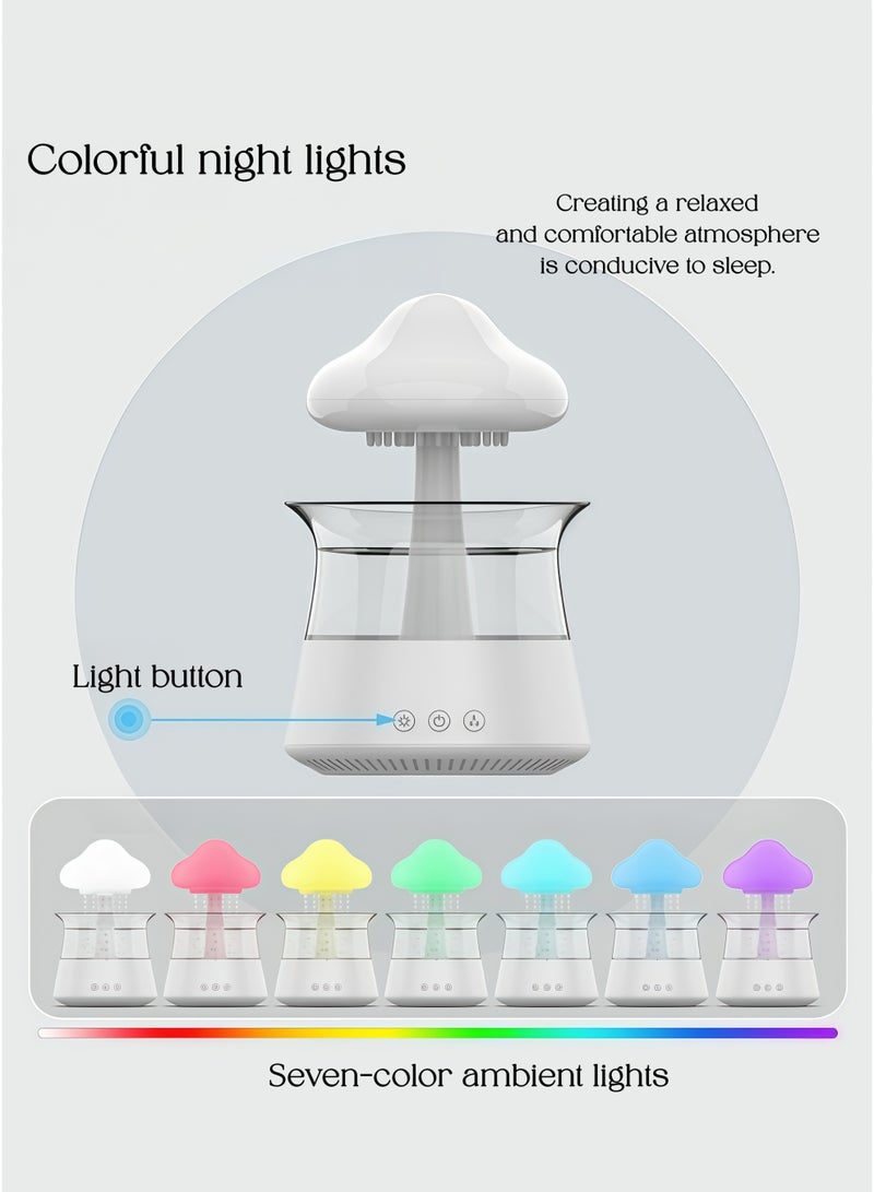 Beautiful Cloud Humidifier,  Cloud Night Light, Diffuser Humidifier with 7 Colours LED Lights/Humidifier Bedroom, Water Drop Sound for Sleep/Relaxation - Image 4