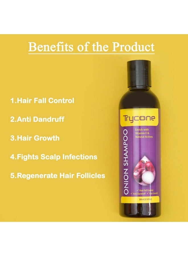 Trycone Red Onion Shampoo For Controlling Hair Loss And Dandruff Enriched With Vitamin E And Natural Actives Also Paraben, Sls And Mineral Oil Free 200 Ml - Image 2