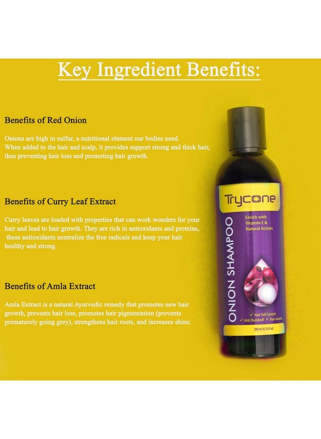 Trycone Red Onion Shampoo For Controlling Hair Loss And Dandruff Enriched With Vitamin E And Natural Actives Also Paraben, Sls And Mineral Oil Free 200 Ml - Image 4