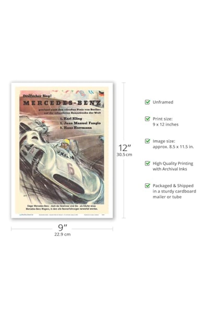 Pacifica Island Art Mercedes-Benz Grand Prix of Berlin Vintage Racing Poster - Image 2