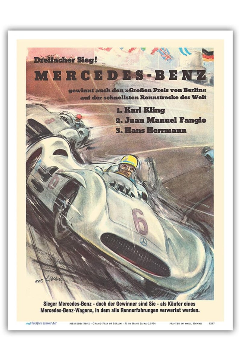 Pacifica Island Art Mercedes-Benz Grand Prix of Berlin Vintage Racing Poster - Image 1